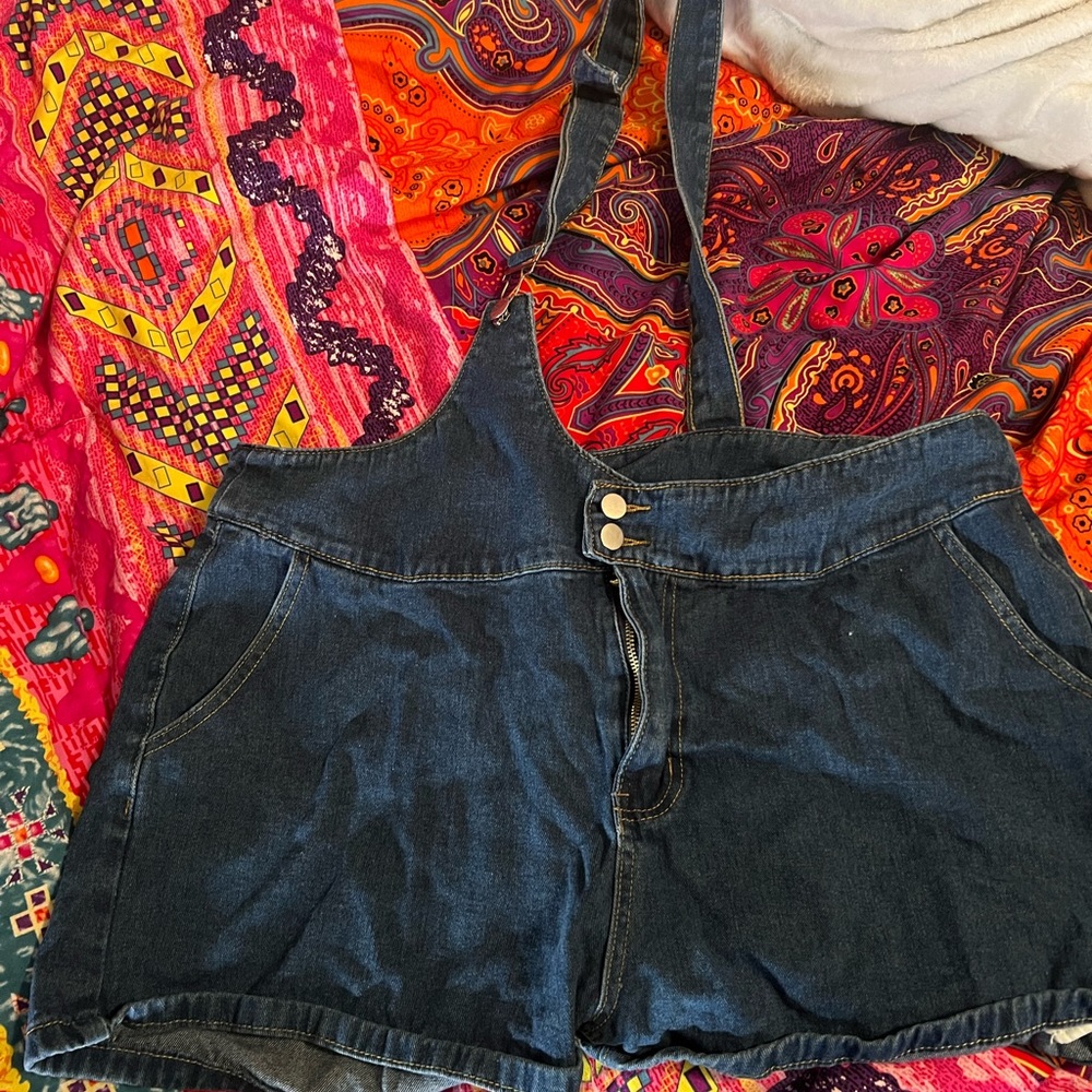 Plus size shorts overalls